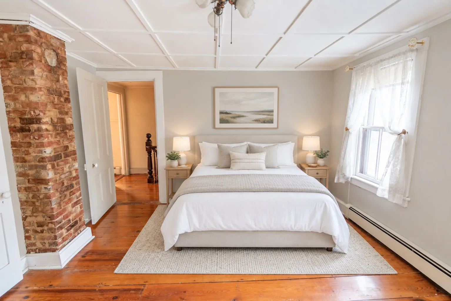 Virtually renovated and staged bedroom