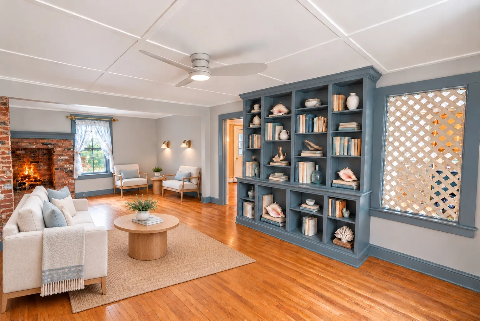 Virtually renovated and staged den