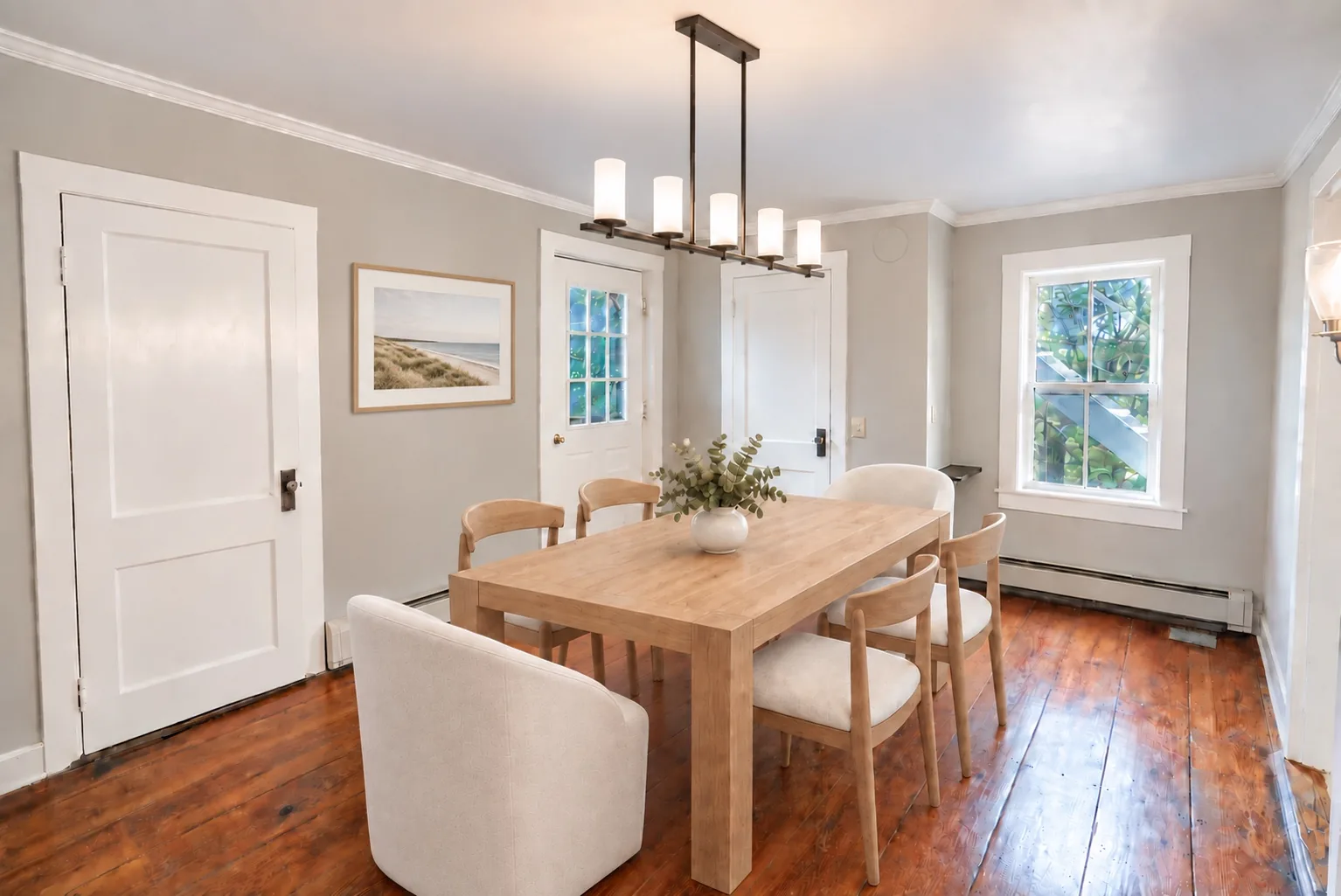 Virtually renovated and staged dining room