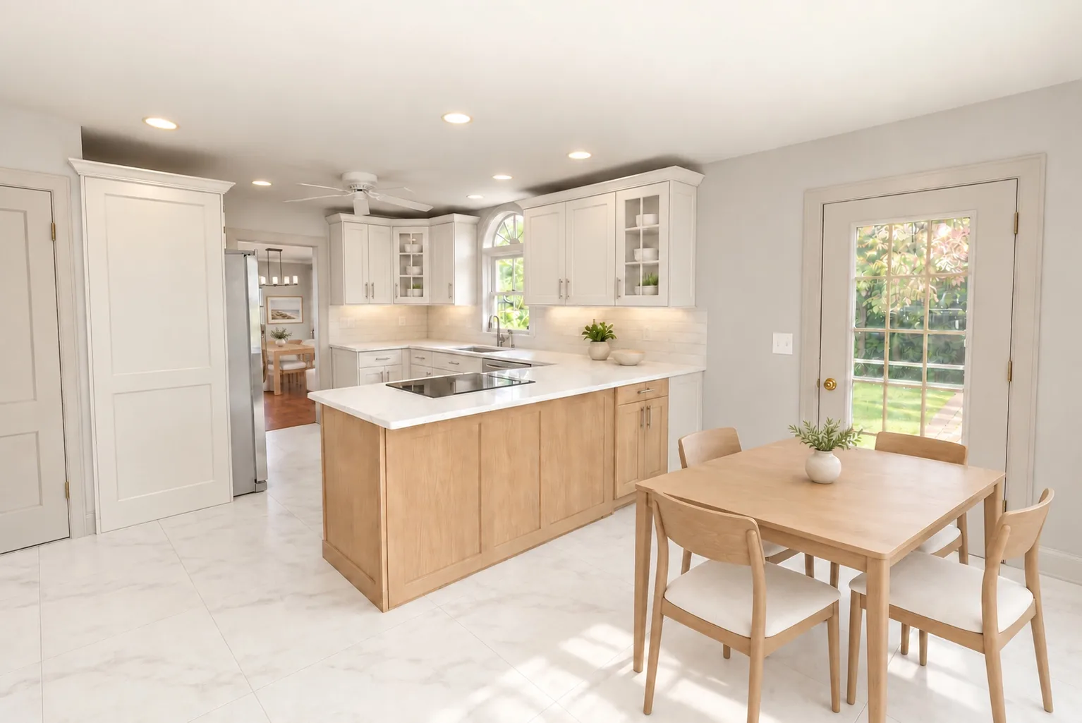 Virtually renovated and staged kitchen